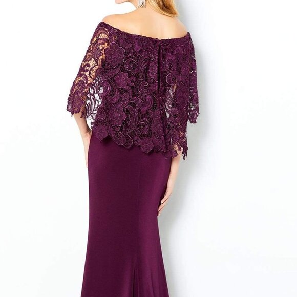 NWT Cameron Blake by Mon Cheri 220632 Mother of the Bride Dress Eggplant Size 8 - Picture 2 of 4